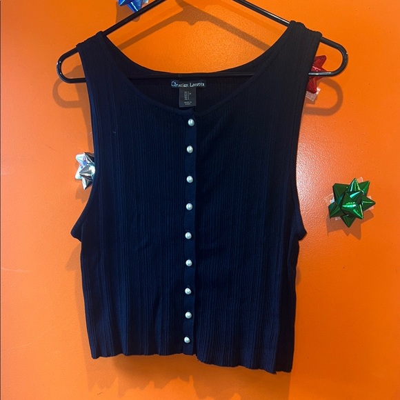 Christian Lacroix Tops - Christian Lacroix Black Sleeveless Crop Top